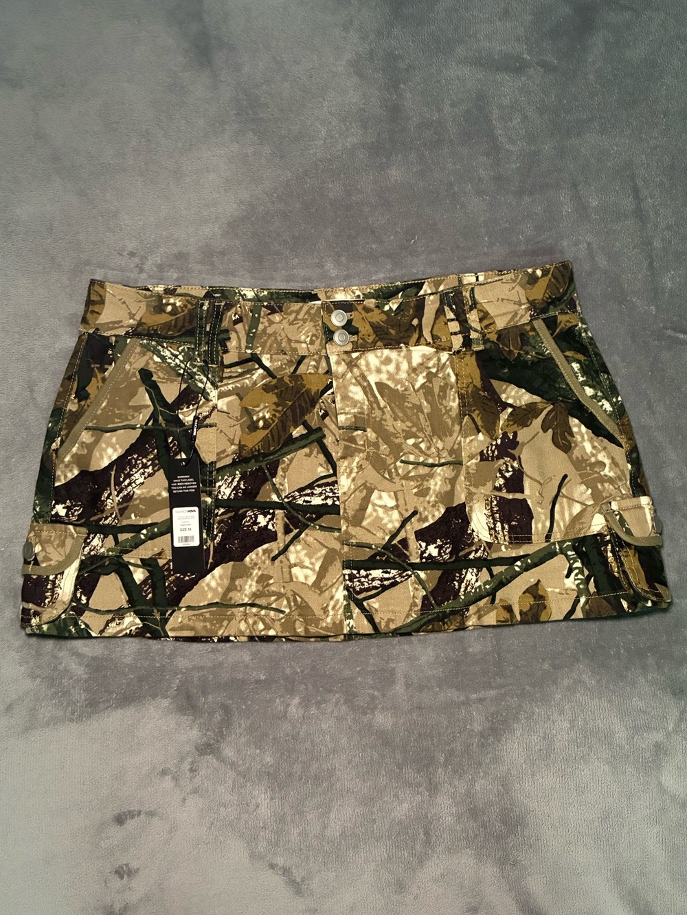 Fashion Nova Camo Denim Mini Skirt